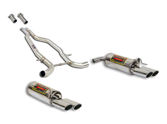 Supersprint Edelstahl Duplex Sportauspuff-Komplettanlage ab Kat Mercedes S-Klasse W220 inkl. AMG je 2x120x80mm oval eingerollt abgeschrägt: 842807_842837ANL2