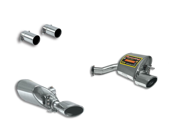 Supersprint Edelstahl Duplex Sportauspuff Mercedes SL R230 SL350 500 je 145x95mm oval eingerollt abgeschrägt: 847005_847025ESD