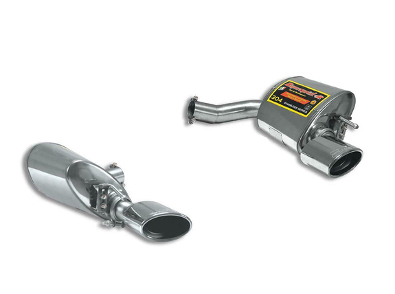 Supersprint Edelstahl Duplex Sportauspuff-Komplettanlage ab Kat Mercedes SL R230 Facelift je 145x95mm oval eingerollt abgeschrägt: 847105_847125ANL