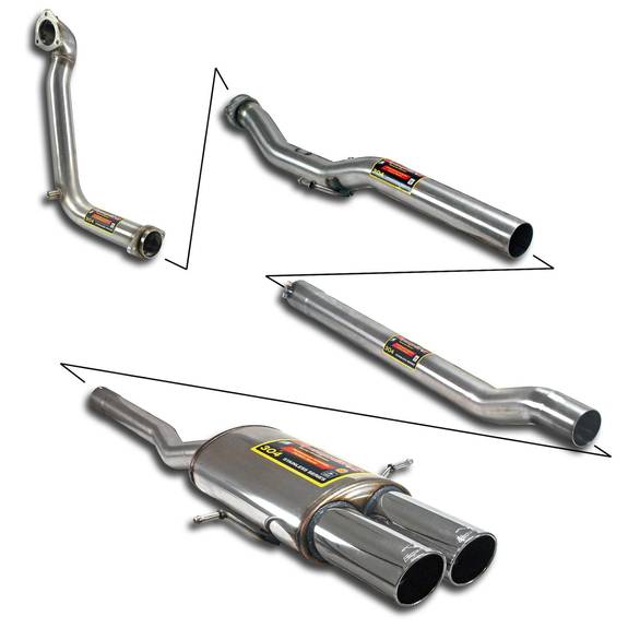 Supersprint Edelstahl Racing-Komplettanlage ab Turbo Mini R56 Cooper JCW 2x90mm rund eingerollt abgeschrägt: 831630