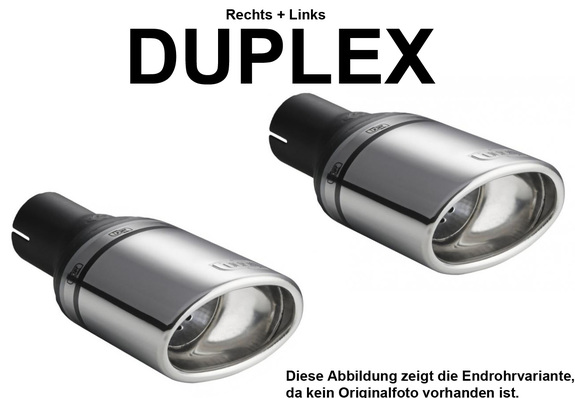 Ulter Duplex Sportauspuff Skoda OCTAVIA 1U Fließheck, Kombi 10/96-05 120x80mm oval eingerollt abgeschrägt mit Absorber: 125-304-28#1