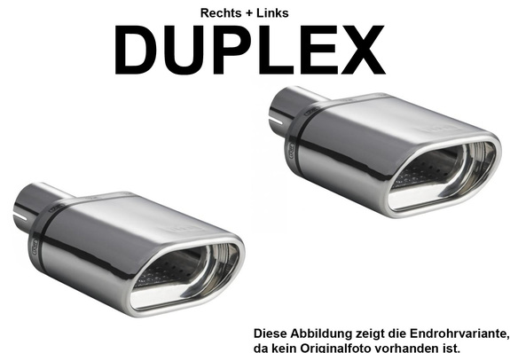 Ulter Duplex Sportauspuff Skoda OCTAVIA 1Z RS 145x75mm flachoval eingerollt abgeschrägt mit Absorber: 125-310-21-1