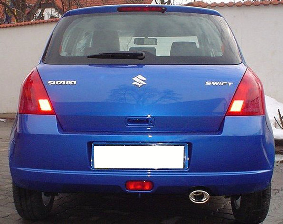 Ulter Edelstahl Sportauspuff Suzuki SWIFT 3 1.3l 1.5l 120x80mm oval eingerollt gerade mit Absorber: 127-103-26-P