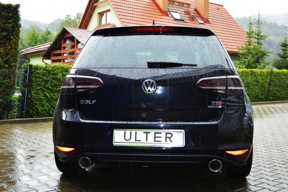 Ulter Duplex Sportauspuff VW Golf 7 1.4l TSI je 90mm rund eingerollt abgeschrägt mit Absorber: 129-331-90RS Ulter Duplex Sportauspuff VW Golf 7 1.4l TSI je 90mm rund eingerollt abgeschrägt mit Absorber: 129-331-90RS