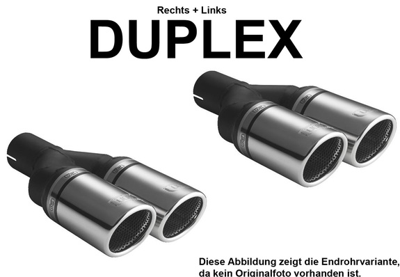 Ulter Duplex Sportauspuff Volkswagen PASSAT B5/B6 Lim., Variant 96-05 90mm rund eingerollt abgeschrägt mit Absorber: 129-407-90RS
