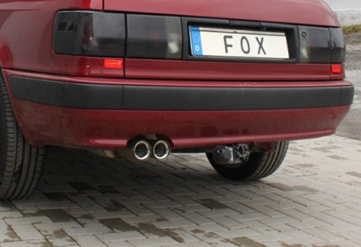 Fox Edelstahl Sportauspuff inkl. Verbindungsrohr Audi 80/90 89 B3  Limousine/Coupe und B4 Cabrio 2.3l 2x76mm rund scharf ▷ zum Best-Preis  kaufen!